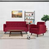 ARRA Rome Tufted Back 4 Seater Sofa Set Fabric 3 + 1 Sofa Set (Maroon, DIY(Do-It-Yourself))