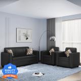 Flipkart Perfect Homes Burano Leatherette 3 + 1 + 1 Sofa Set (Black, DIY(Do-It-Yourself))