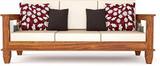 JMKSELLERS Sheesham wood 3 Three Seater with Cushions| Natural Teak| Fabric 3 + 1 Sofa Set (Honey Finish, DIY(Do-It-Yourself))