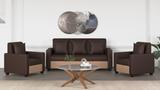 WESTIDO Solitaire Leatherette 3 + 1 + 1 Sofa Set (Brown, DIY(Do-It-Yourself))