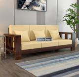 WhiteBeard Premium Quality Coffee Color Finish Wood 3 Seater Sofa Home,Office,Living Room, Fabric 2 + 1 Sofa Set (Wallnet (Black), DIY(Do-It-Yourself))
