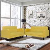 ARRA Rome Tufted Back 5 Seater Sofa Set Fabric 3 + 2 Sofa Set (Yellow, DIY(Do-It-Yourself))