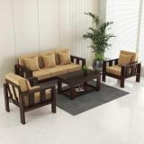 DRYLC FURNITURE Solid Wood Sheesham Wood 3+1+1 Sofa Set For Living, Guest, Waiting Room | Fabric 3 + 1 + 1 Sofa Set (Walnut Finish, DIY(Do-It-Yourself))