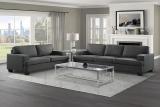 Homeify Wood Foster Fabric 3+2 Seater Living Room Sofa Set Fabric 3 + 2 Sofa Set (Grey, Pre-assembled)