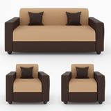 WESTIDO Emporio Leatherette 3 + 1 + 1 Sofa Set (Cream Brown, DIY(Do-It-Yourself))