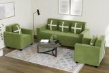 Allie Wood Fabric 3 + 1 + 1 Sofa Set (Green, Pre-assembled)