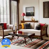 Taskwood Furniture Solid Sheesham Wood Five Seater Sofa Set For Living Room Fabric 3 + 1 + 1 Sofa Set (Natural Teak Finish, DIY(Do-It-Yourself))