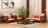 Mamata Wood Decor Sheesham Wood 5 Seater Sofa Set for Living Room|Wooden Sofa Sets Fabric 3 + 1 + 1 Sofa Set (Honey Finish, DIY(Do-It-Yourself))