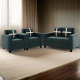 Allie Wood Essentia Series with Pillows Fabric 2 + 1 + 1 Sofa Set (Bottle Green, Pre-assembled)