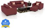 Torque Mendoza 6 Seater Sofa Set for Living Room with Ottoman (Red) Fabric 3 + 2 + 1 Sofa Set (Red, DIY(Do-It-Yourself))