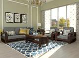 saamenia furnitures Solid Sheesham Wood Five Seater Sofa Set With Center Table For Living Room. Fabric 3 + 1 + 1 Sofa Set (Walnut Finish With Grey Cushion, DIY(Do-It-Yourself))