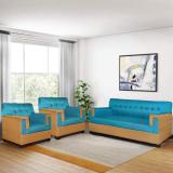 LIVEWELL Premium Quality Jute Fabric 3 + 1 + 1 Sofa Set (Blue Brown, DIY(Do-It-Yourself))