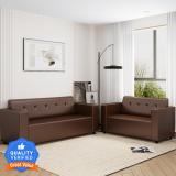 Flipkart Perfect Homes Milos Leatherette 3 + 2 Sofa Set (Brown, DIY(Do-It-Yourself))