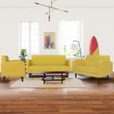 ARRA Rome Tufted Back 6 Seater Sofa Set Fabric 3 + 2 + 1 Sofa Set (Yellow, DIY(Do-It-Yourself))