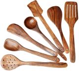 CraftOnline Wooden Serving Cooking Spoons 100% Good Brown Spoons Kitchen Utensil Set of-7 Disposable Wooden Serving Spoon Set (Pack of 7)