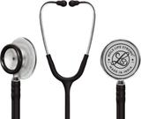 MDLS Life strong Daimond Heart Aluminium Finished Bras Ring Light wait Chest Pies Stethoscope Acoustic Stethoscope (Black)
