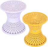 HOMESTIC Plastic Mesh Damroo Seating Stool|Both Sided Stool for Guestroom|Pack of2|Multi Stool (Multicolor, Pre-assembled)