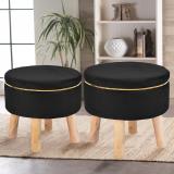 KNOTS N PINE Living & Bedroom Stool (Black, Pre-assembled)