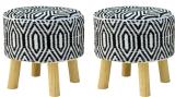 Macrame World Solid Wood Standard Ottoman (Finish Color - Multicolour Black & White, Pre Assembled)