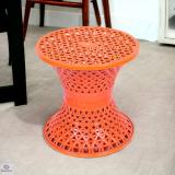 Heart Home Plastic Mesh Damroo Seating Stool|Both Sided Stool for Guestroom|Red Stool (Red, Pre-assembled)