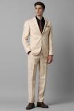 LOUIS PHILIPPE Men Beige Slim Fit Textured Formal Two Piece Suit Textured Men Suit