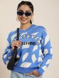 HERE&NOW Printed V Neck Casual Women Multicolor Sweater