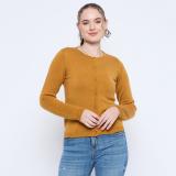 MADAME Solid Crew Neck Casual Women Yellow Sweater