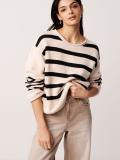 NEXT Striped Round Neck Casual Women Beige Sweater