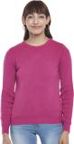 PEOPLE Self Design Round Neck Casual Women Pink Sweater