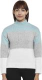 PEOPLE Colorblock High Neck Casual Women Multicolor Sweater