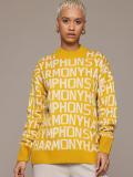 Roadster Self Design Round Neck Casual Women Yellow Sweater