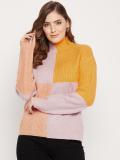 MADAME Colorblock High Neck Casual Women Multicolor Sweater