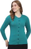 MONTE CARLO Solid Round Neck Casual Women Green Sweater