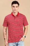 Classic Polo Striped Men Polo Neck Red, White T-Shirt