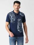 Pepe Jeans Printed Men Polo Neck Blue T-Shirt