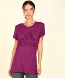 ADIDAS Printed Women Round Neck Purple T-Shirt