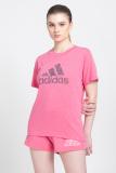 ADIDAS Printed Women Crew Neck Pink T-Shirt