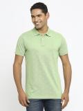 BASICS Printed Men Polo Neck Green T-Shirt