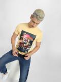 JACK & JONES Printed Men Round Neck Yellow T-Shirt