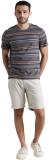 Celio Striped Men Round Neck Grey T-Shirt