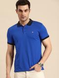 United Colors of Benetton Solid Men Polo Neck Blue T-Shirt