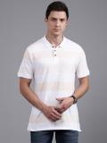 WROGN Striped Men Polo Neck Beige, White T-Shirt