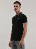 LEE Solid Men Polo Neck Black T-Shirt