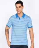 PARX Striped Men Polo Neck Blue T-Shirt