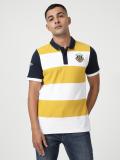 LEE Striped Men Polo Neck Yellow T-Shirt