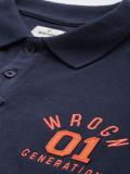 WROGN Solid Men Polo Neck Blue T-Shirt