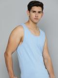 ether Solid Men Round Neck Blue T-Shirt