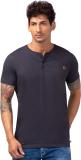 Spykar Solid Men Henley Neck Orange T-Shirt