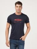 LEE Solid Men Crew Neck Dark Blue T-Shirt