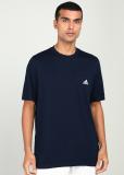 ADIDAS Solid Men Round Neck Blue T-Shirt